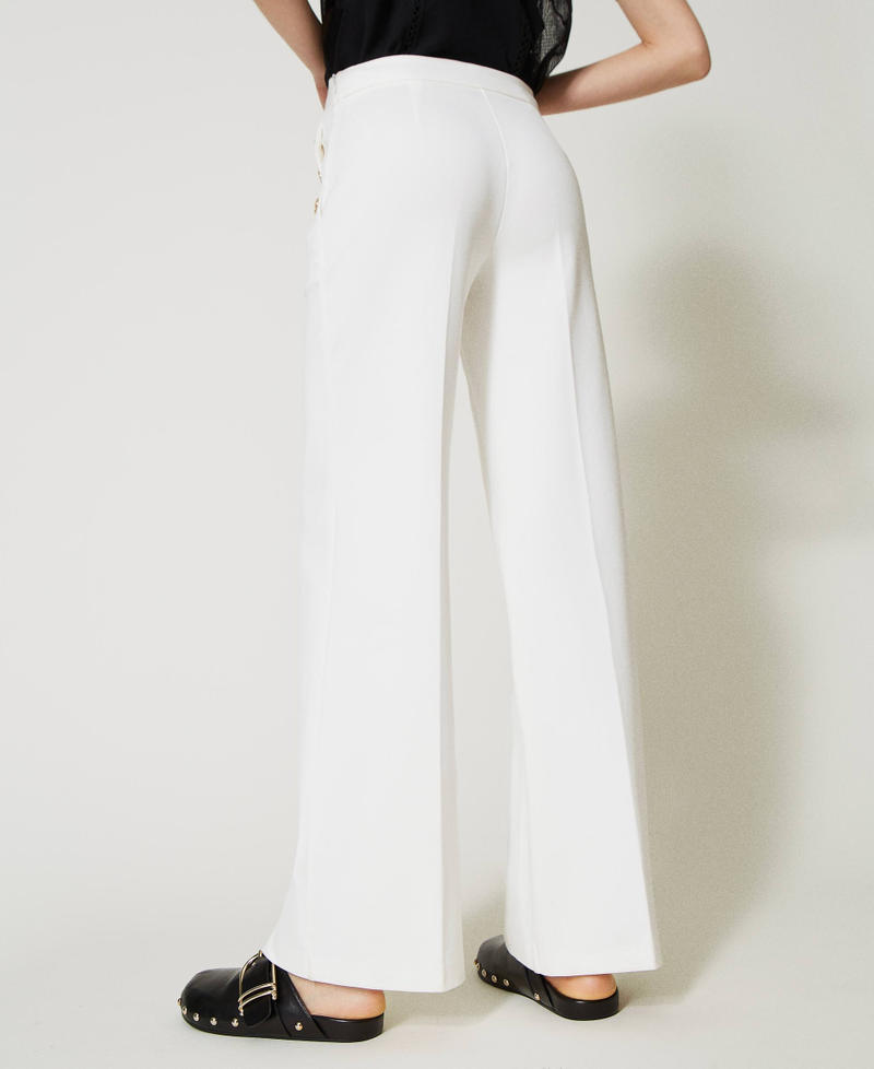 Wide leg trousers with Oval T buttons White Snow Woman 231TP2182_00282_04