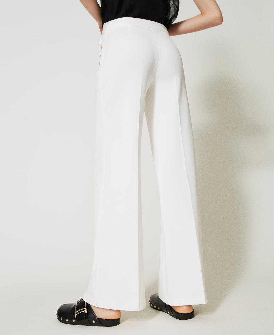 Wide leg trousers with Oval T buttons White Snow Woman 231TP2182_00282_04