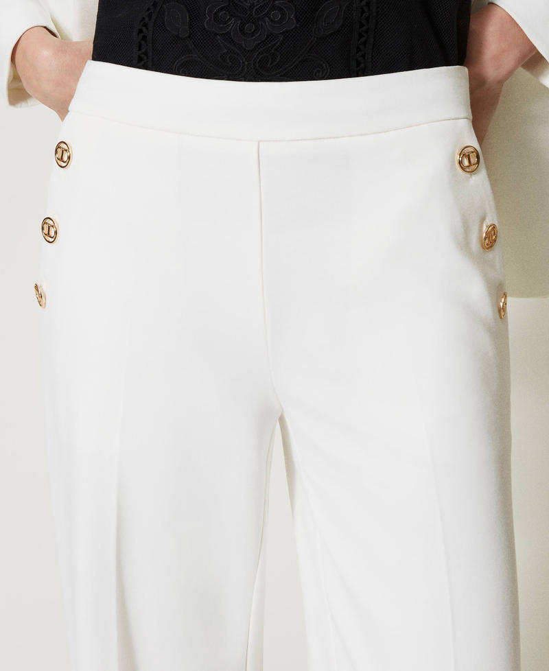 Wide leg trousers with Oval T buttons White Snow Woman 231TP2182_00282_05