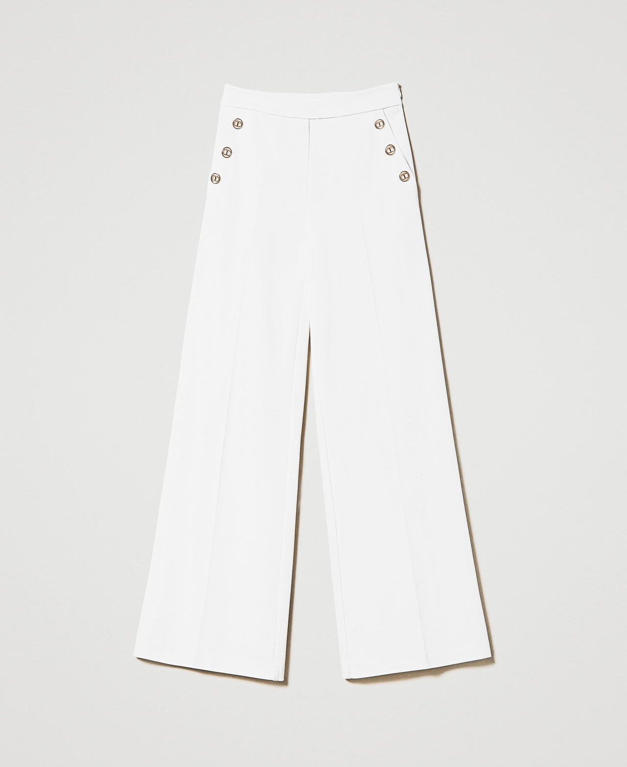 Wide leg trousers with Oval T buttons White Snow Woman 231TP2182_00282_0S