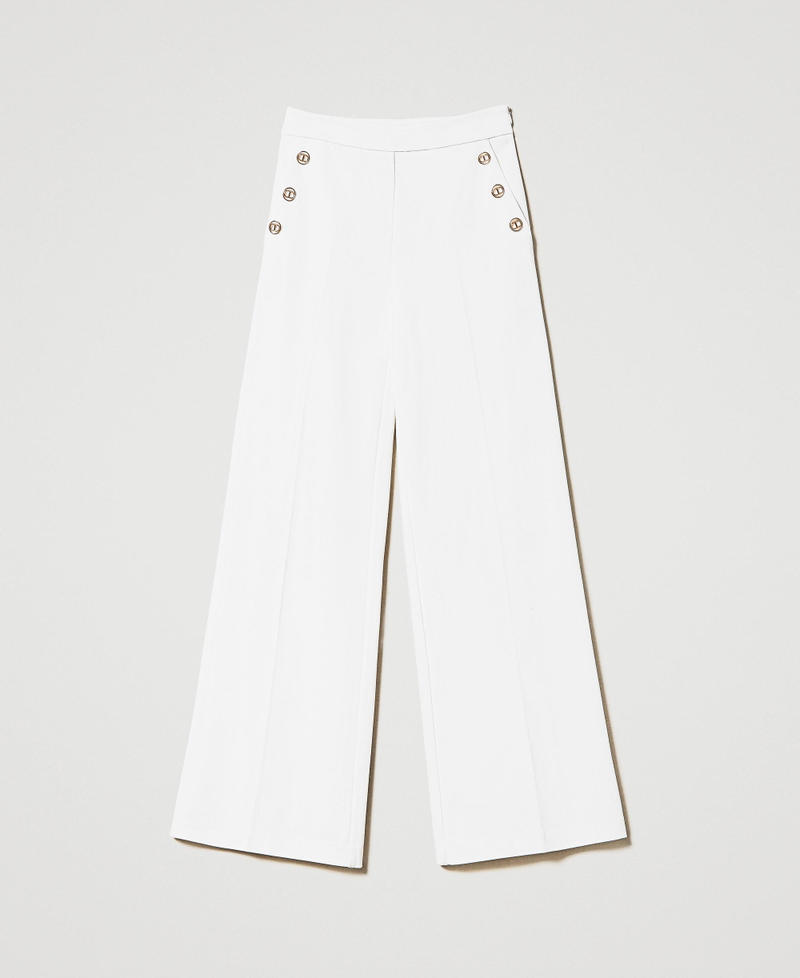Wide leg trousers with Oval T buttons White Snow Woman 231TP2182_00282_0S