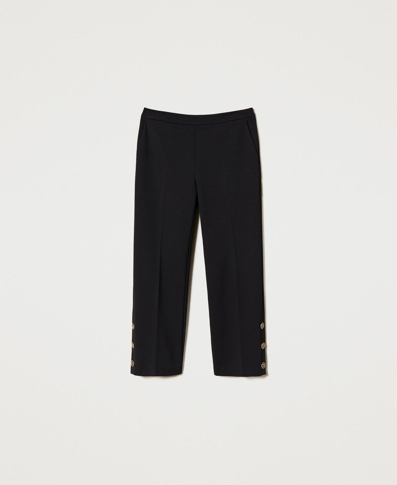 Cropped trousers with Oval T buttons