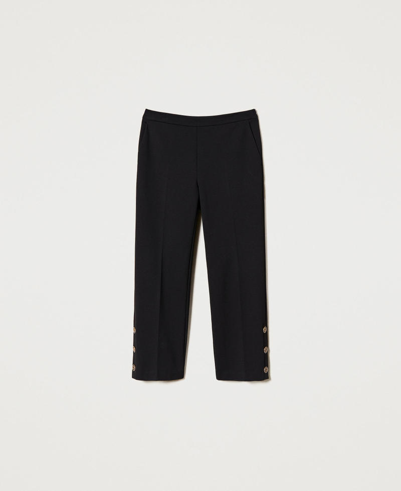 Cropped trousers with Oval T buttons Black Woman 231TP2183-0S