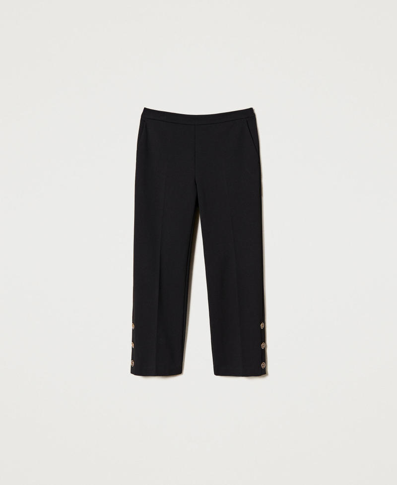 Cropped trousers with Oval T buttons