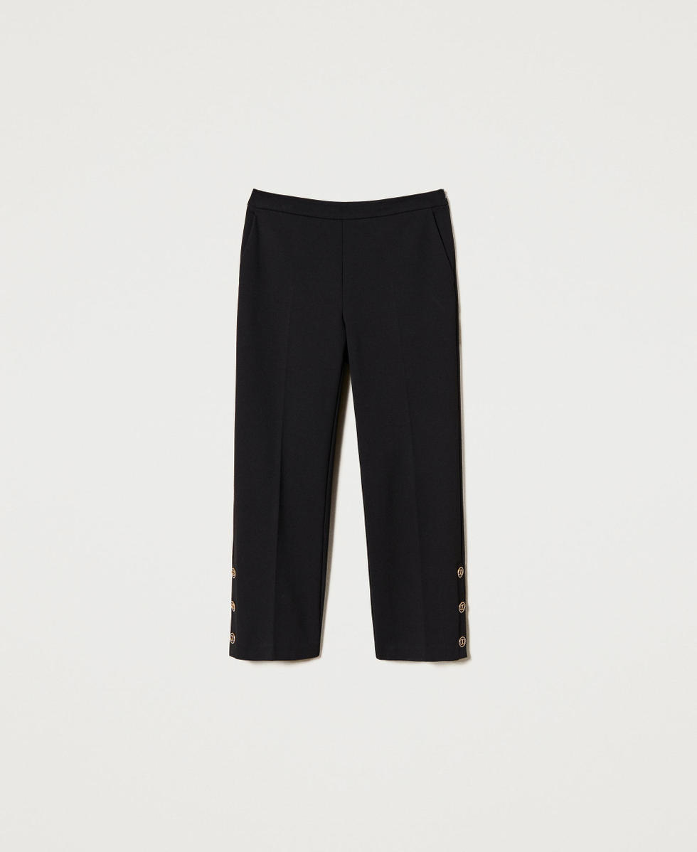 Cropped trousers with Oval T buttons
