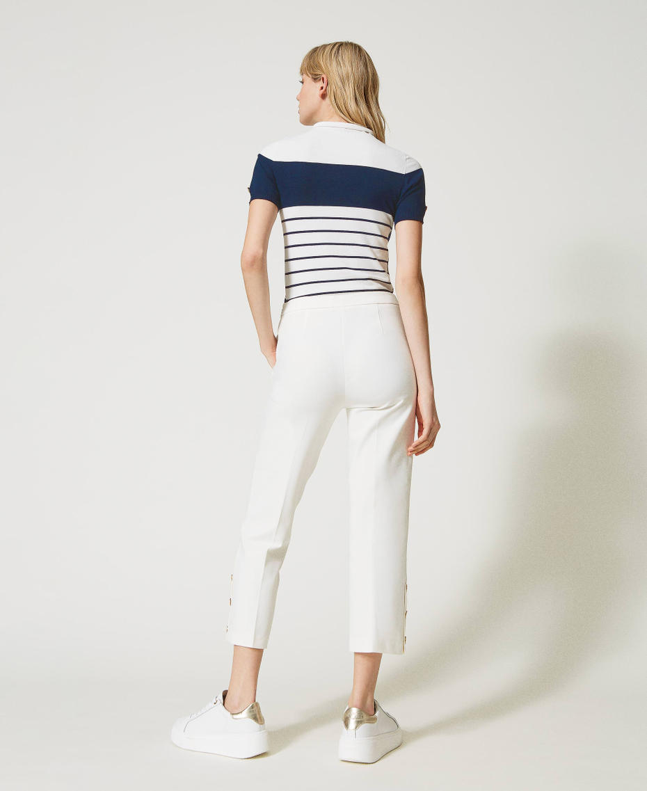 Cropped trousers with Oval T buttons White Snow Woman 231TP2183_00282_04