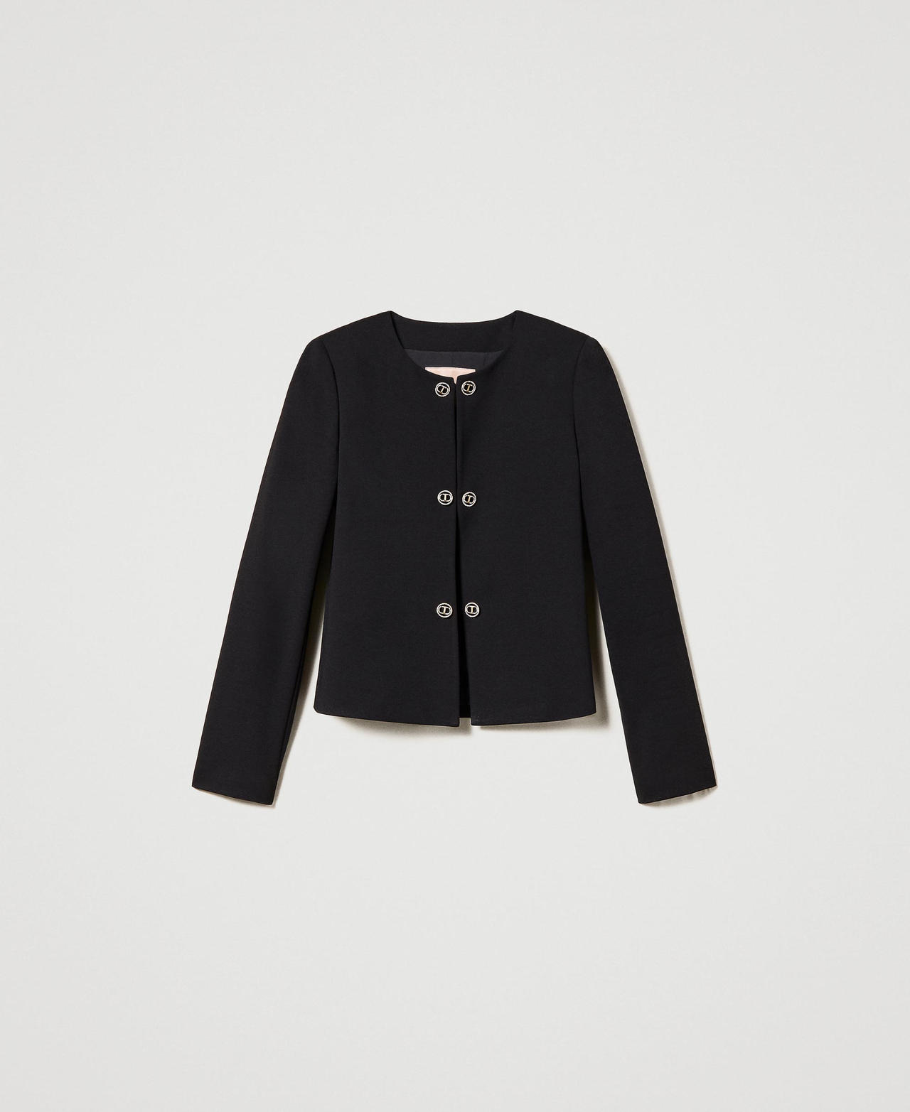 Short blazer with Oval T button