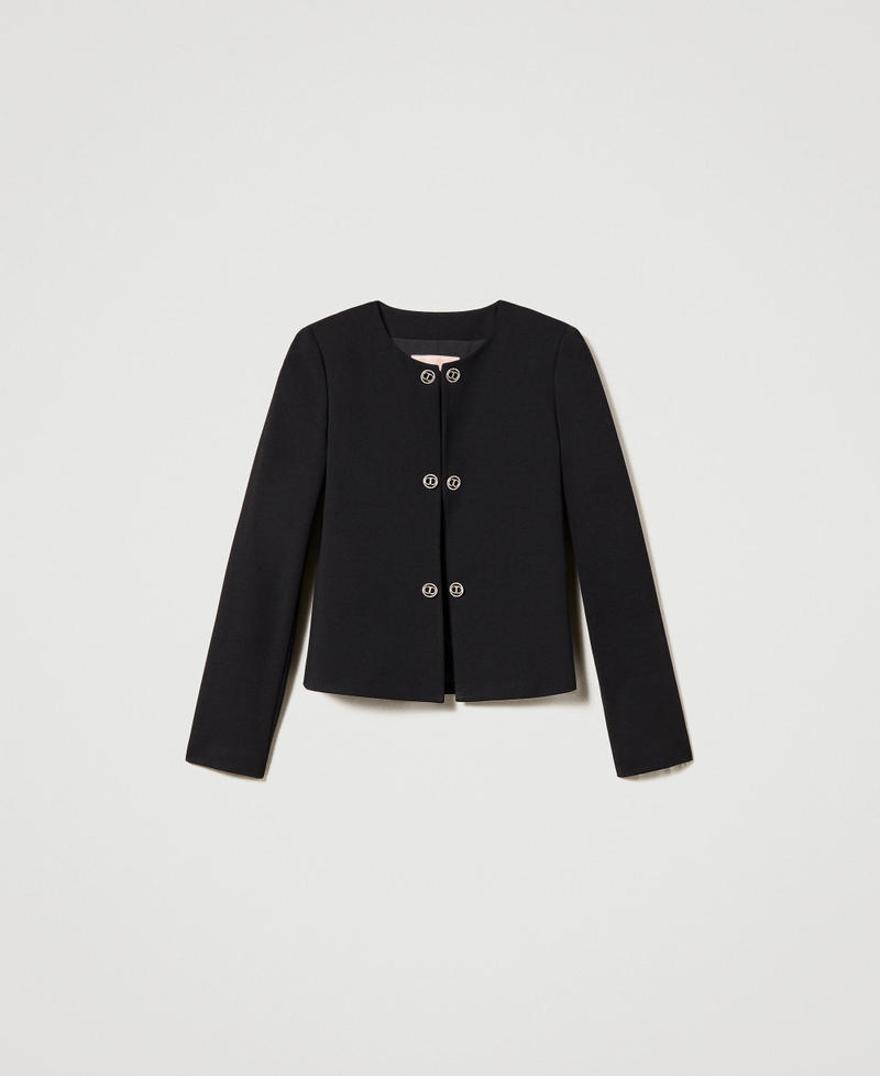 Short blazer with Oval T button