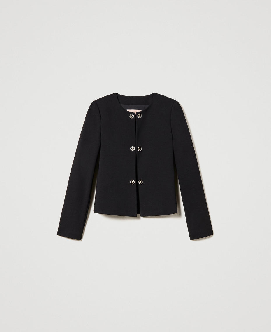 Short blazer with Oval T button Black Woman 231TP2185_00006_S0