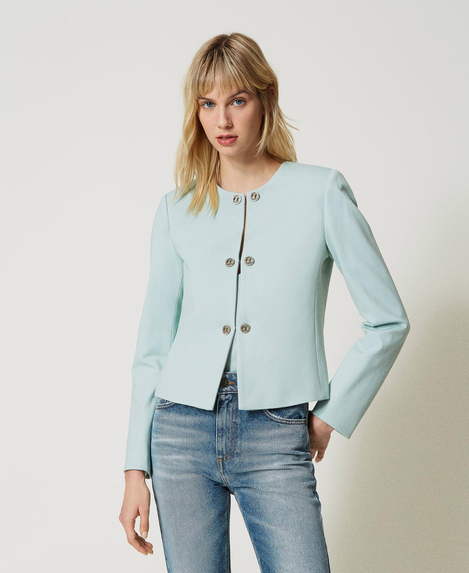 Short blazer with Oval T button Agave Green Woman 231TP2185-01