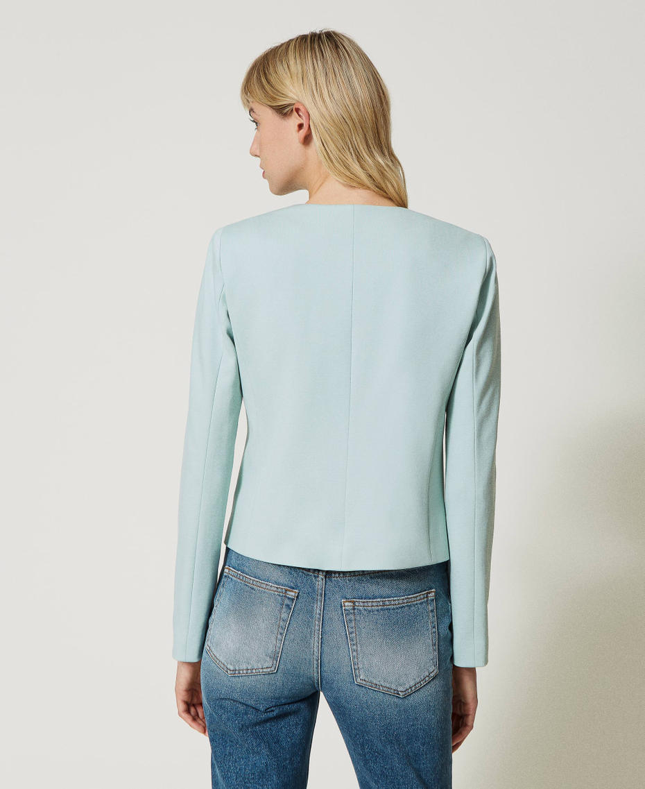 Short blazer with Oval T button Agave Green Woman 231TP2185_00625_04
