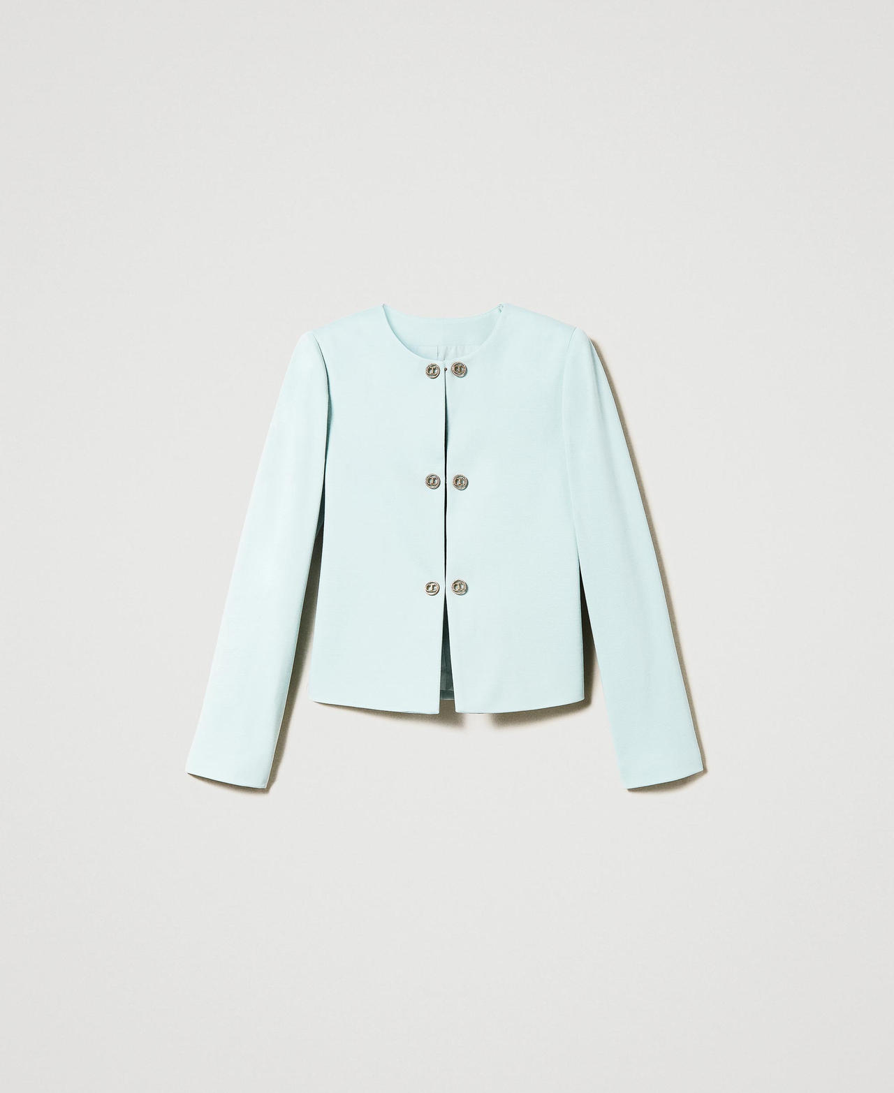 Short blazer with Oval T button Agave Green Woman 231TP2185_00625_0S