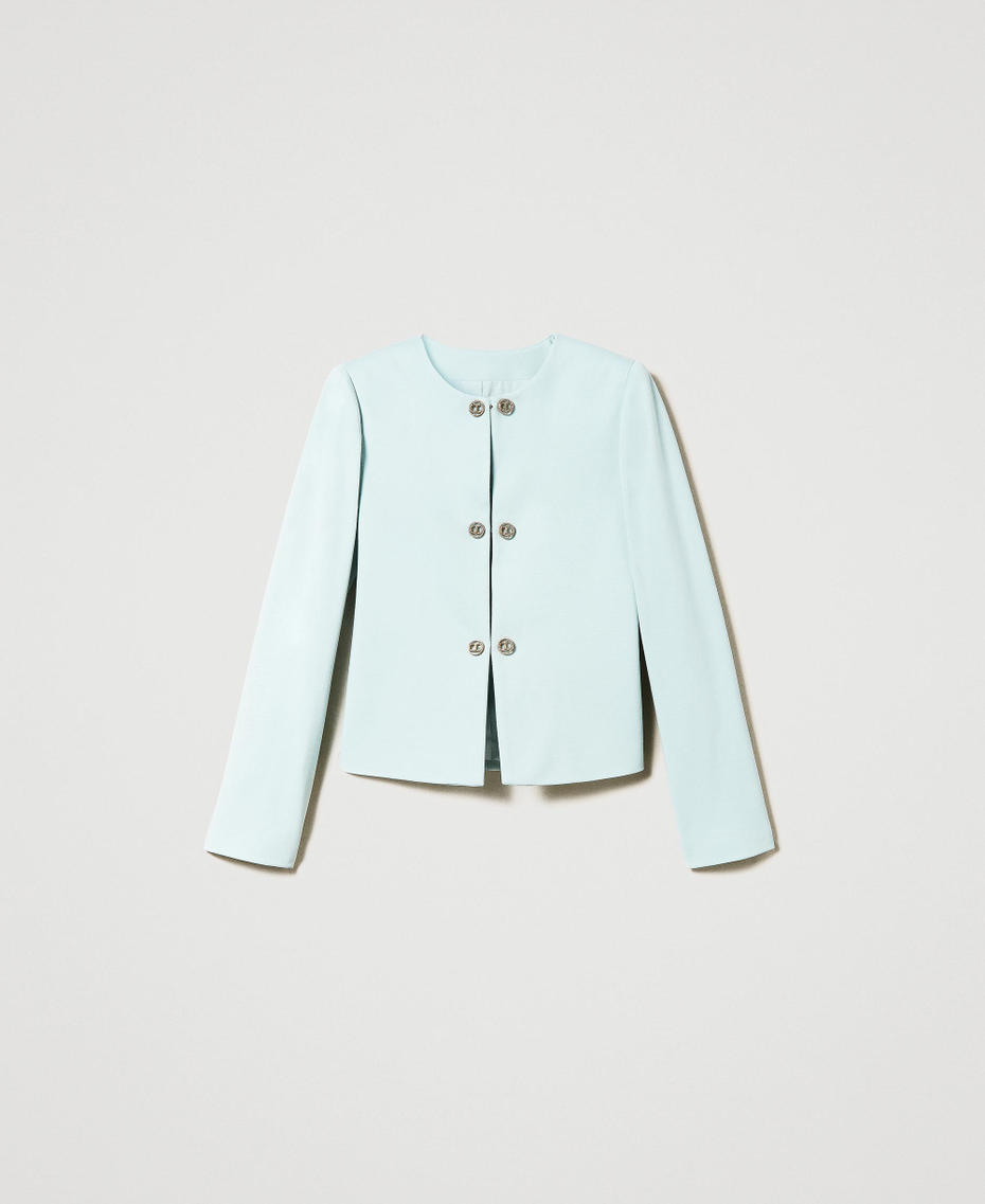 Short blazer with Oval T button Agave Green Woman 231TP2185_00625_S0