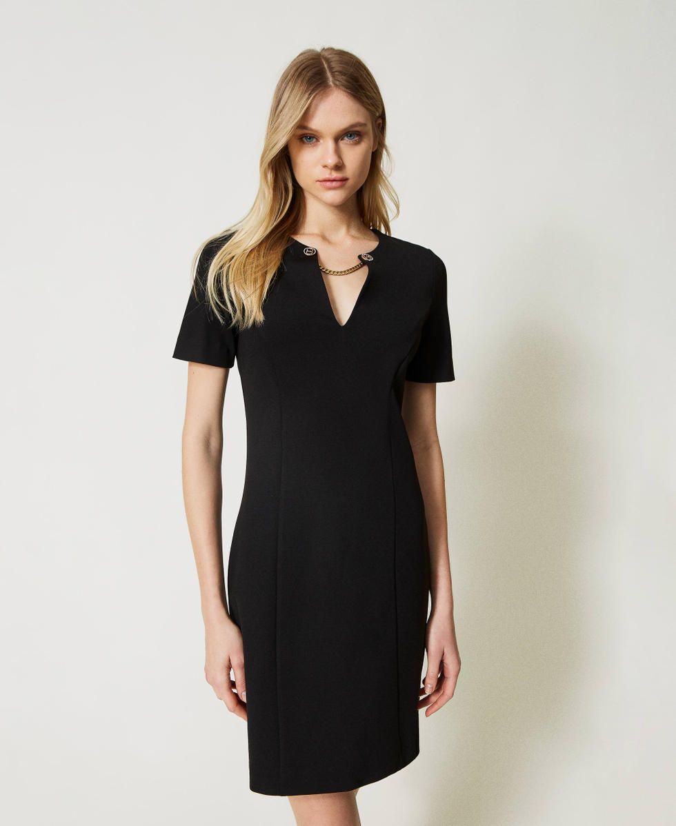 Fitted dress with Oval T buttons Woman Black TWINSET Milano