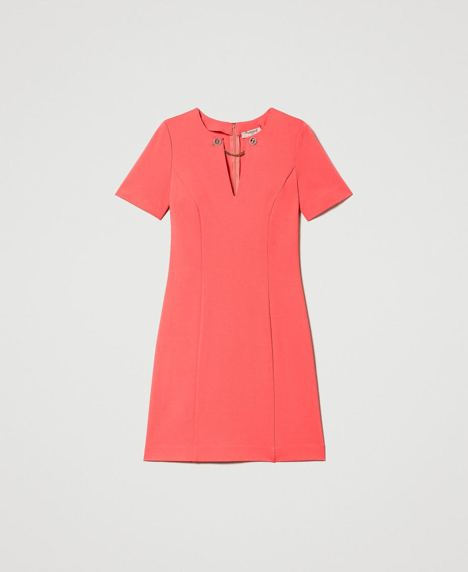 Fitted dress with Oval T buttons Azalea Pink Woman 231TP2186-0S