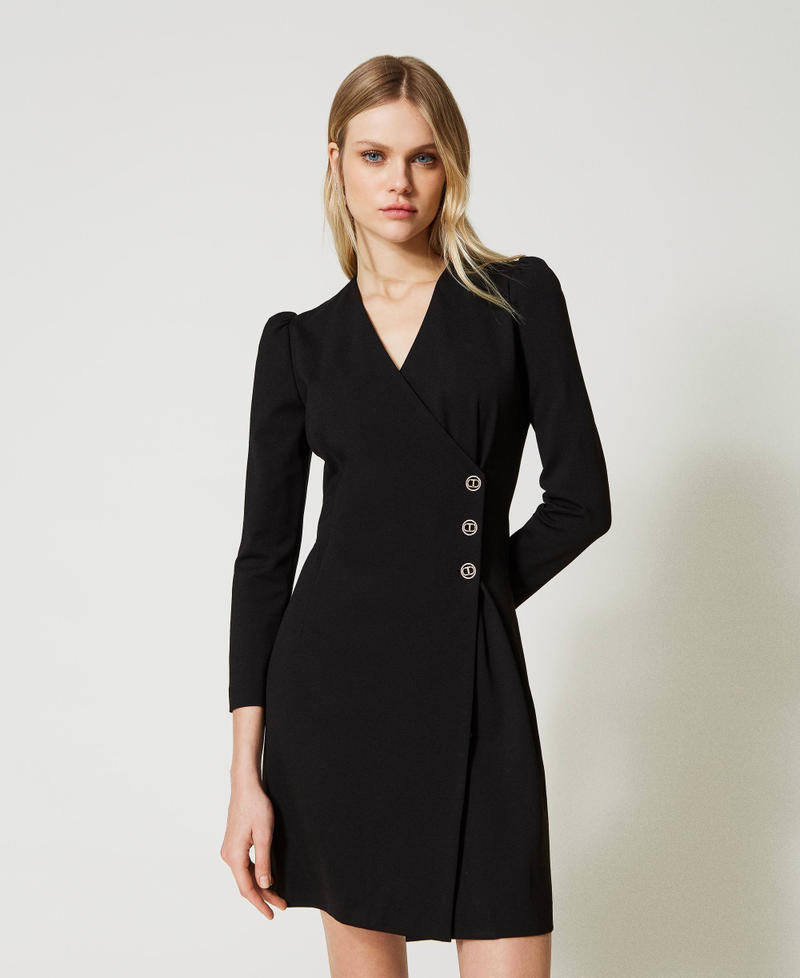 Wrap-around dress with Oval T buttons
