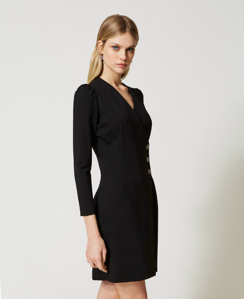 Wrap-around dress with Oval T buttons