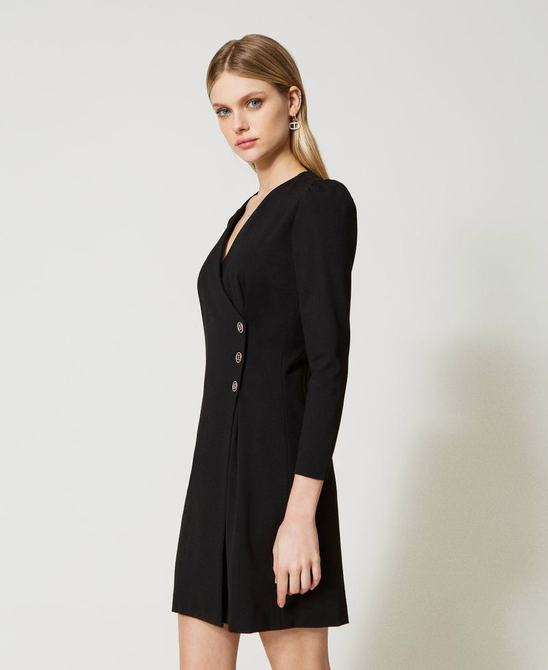 Wrap-around dress with Oval T buttons Black Woman 231TP2188-03
