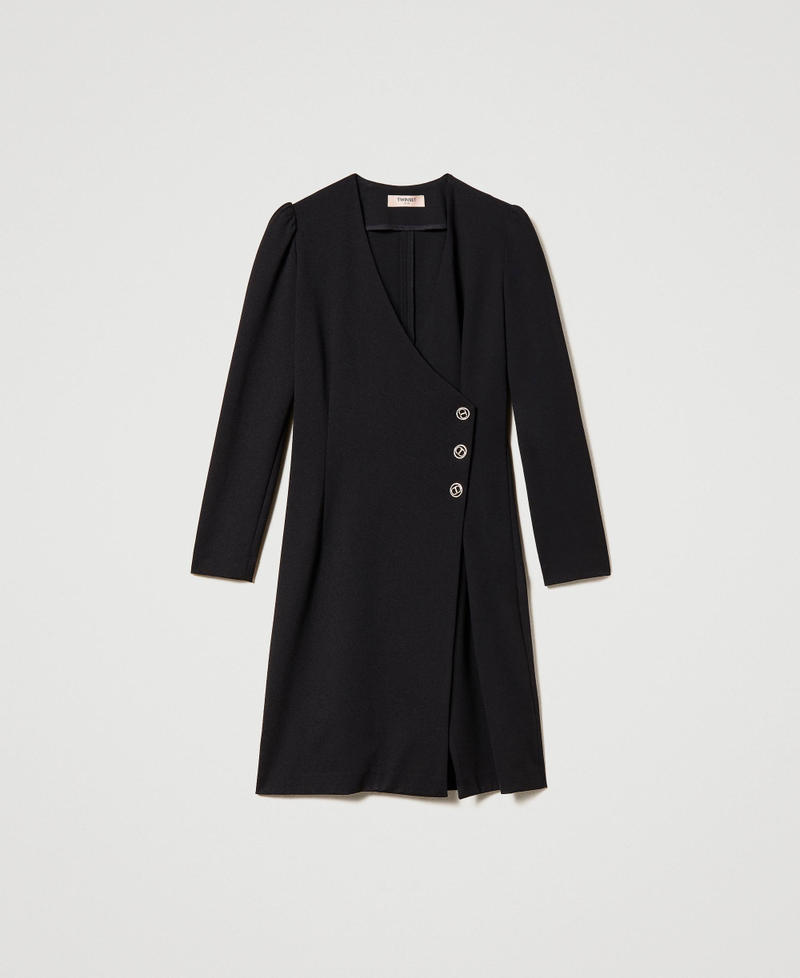 Wrap-around dress with Oval T buttons