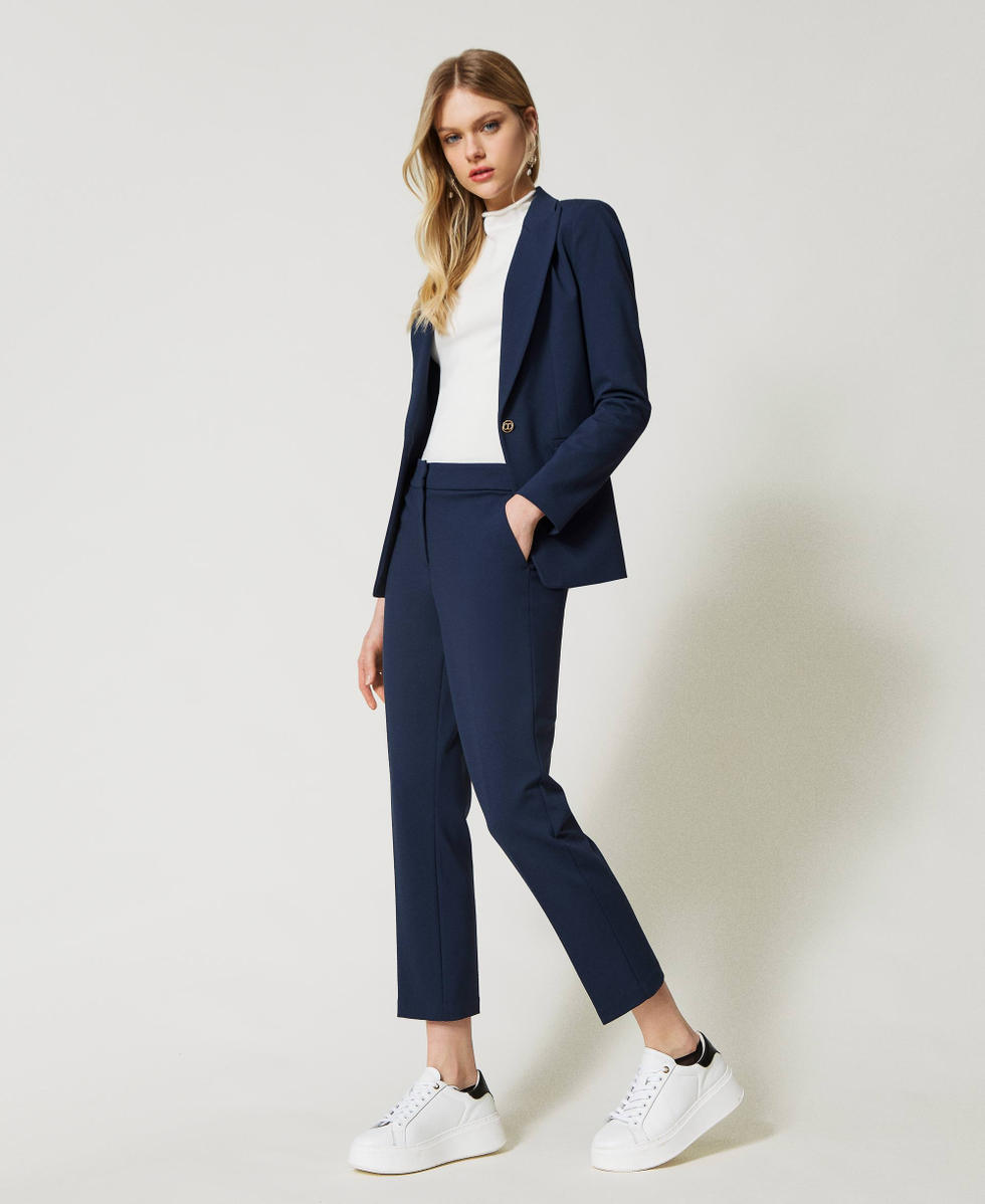 navy cigarette trousers Cropped cigarette trousers Woman, Blue