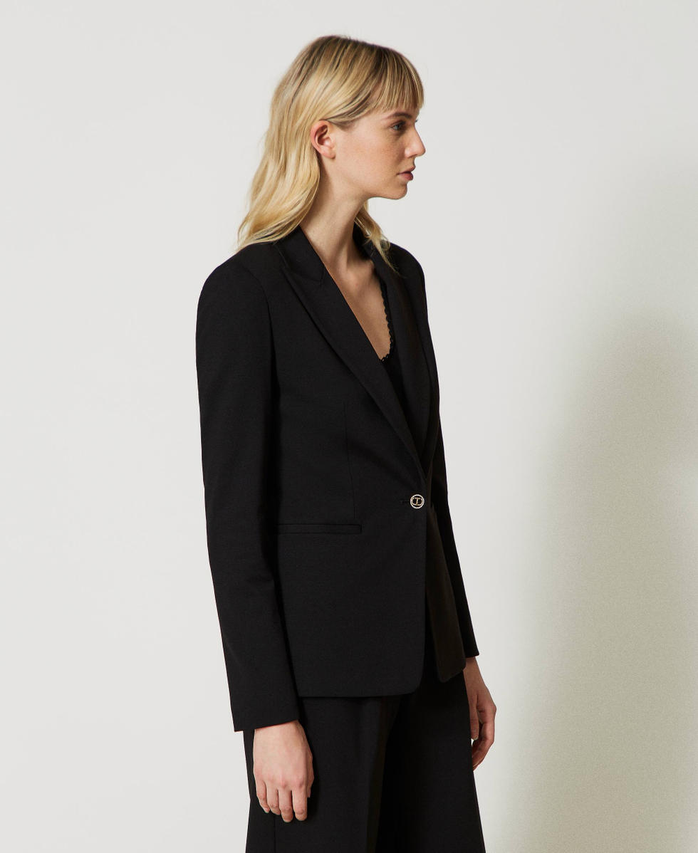 STRAIGHT BLAZER WITH PADDED SHOULDERS - Black