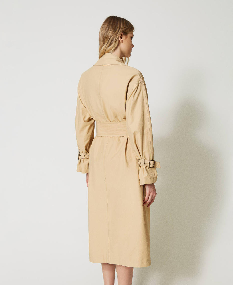 Trench coat with maxi belt “Pale Hemp” Beige Woman 231TP2200_10315_04