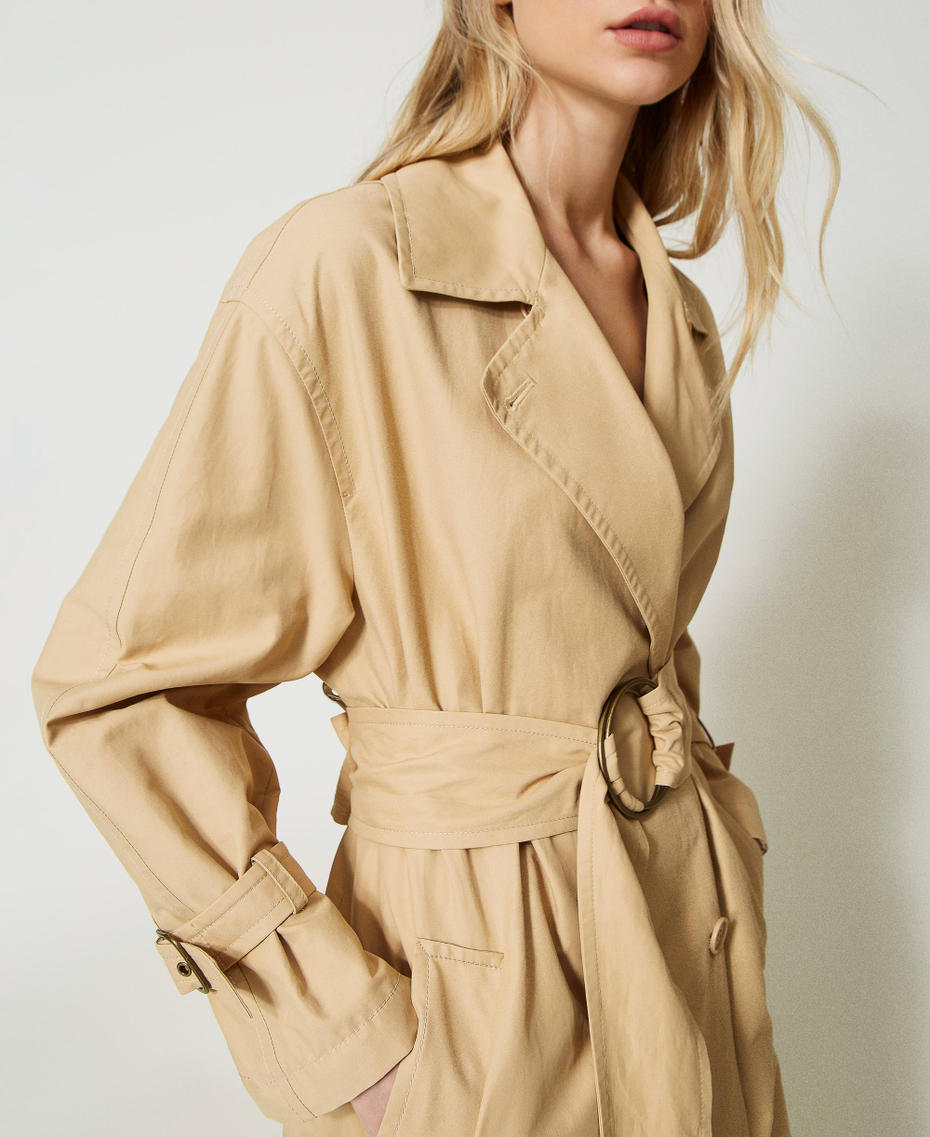 Trench coat with maxi belt “Pale Hemp” Beige Woman 231TP2200_10315_05