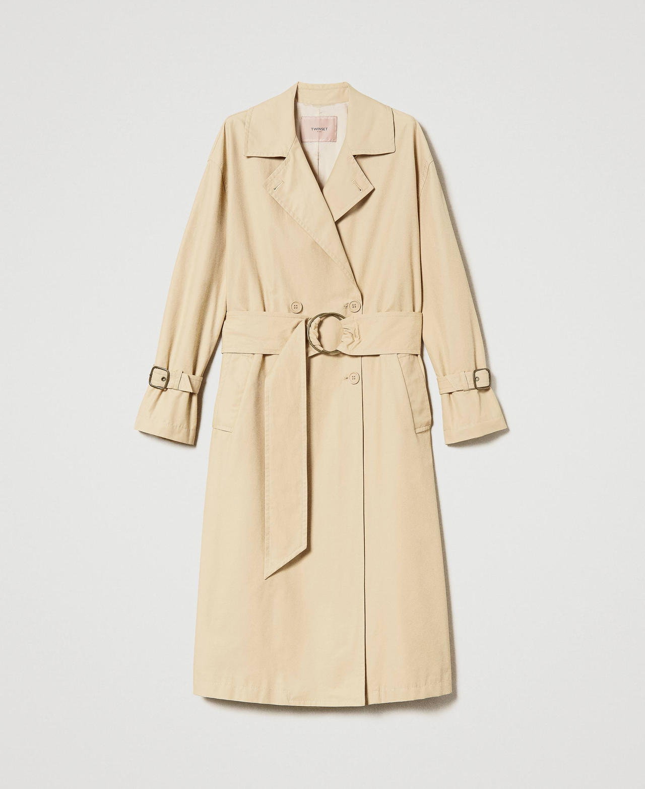 Trench coat with maxi belt “Pale Hemp” Beige Woman 231TP2200_10315_0S