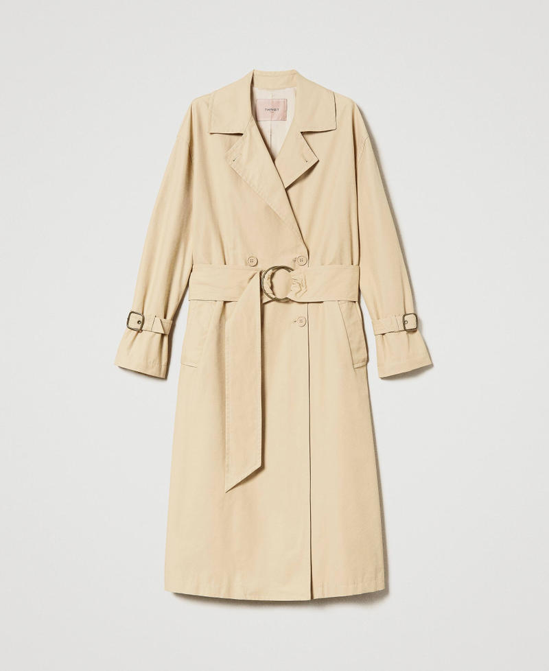 Trench coat with maxi belt “Pale Hemp” Beige Woman 231TP2200_10315_0S