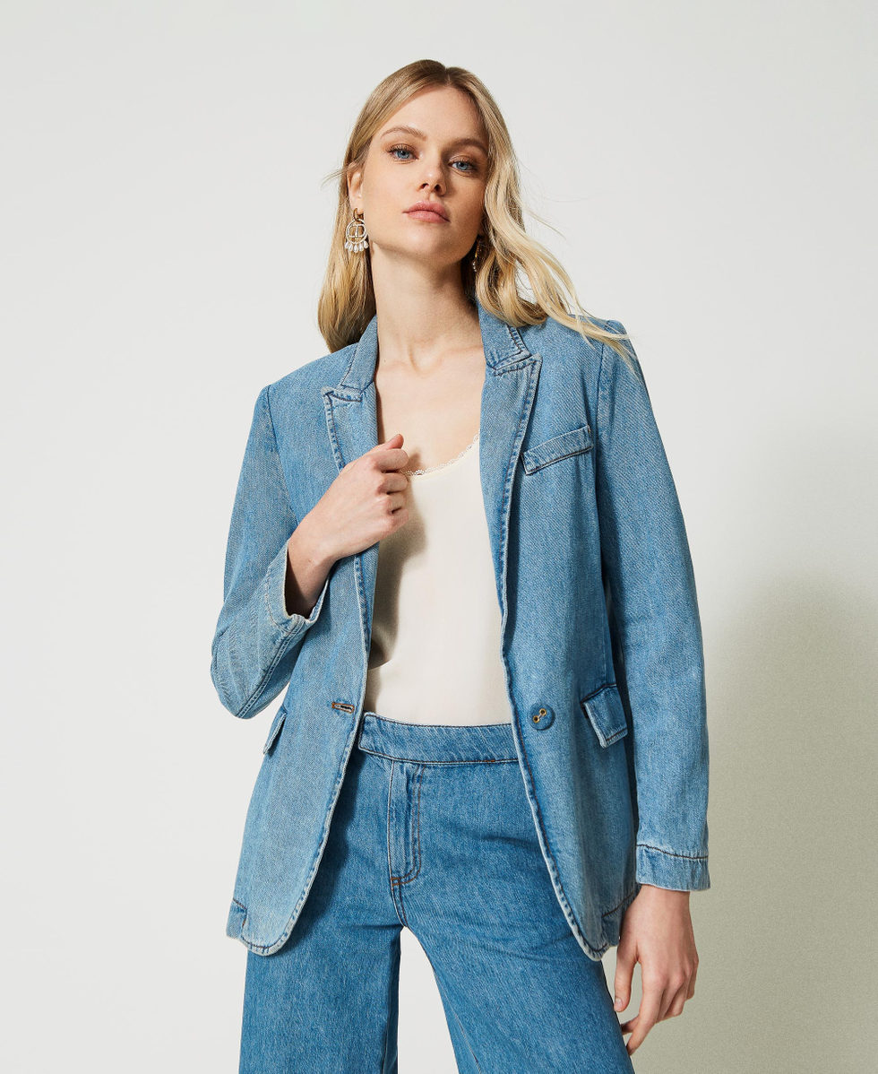 Giacca blazer in jeans Donna, Blu