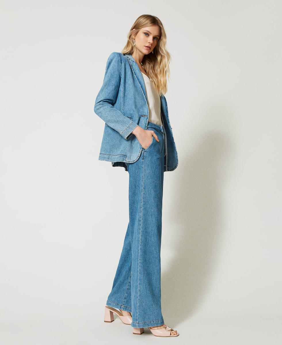 Wide leg jeans with regular waist Woman Blue TWINSET Milano