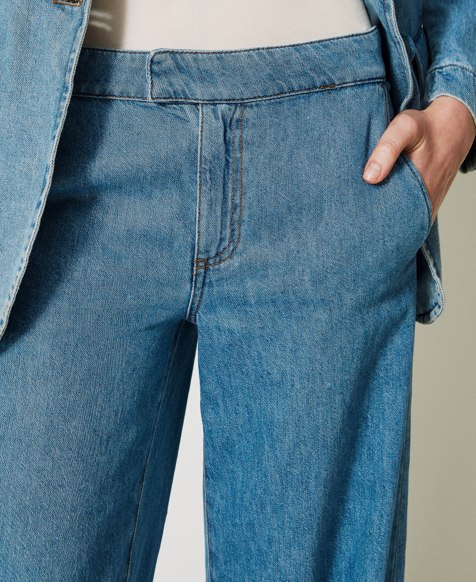 Wide leg jeans with regular waist "Mid Denim" Blue Woman 231TP2212-05