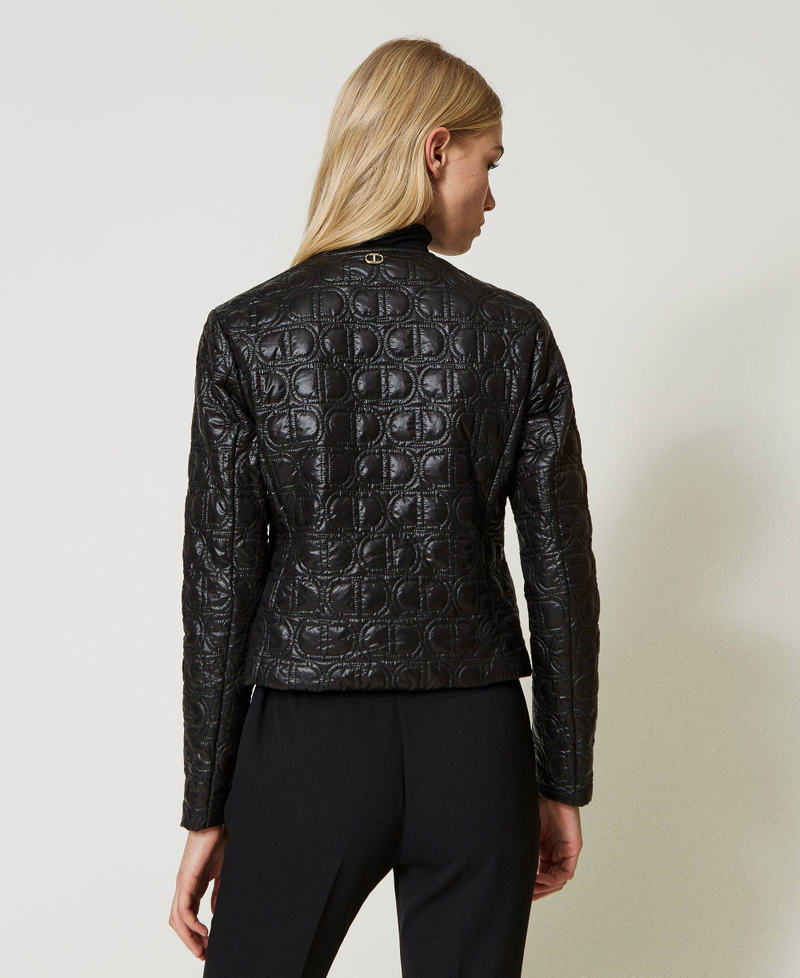 Padded jacket with Oval T logo all over Black Woman 231TP2240_00006_03