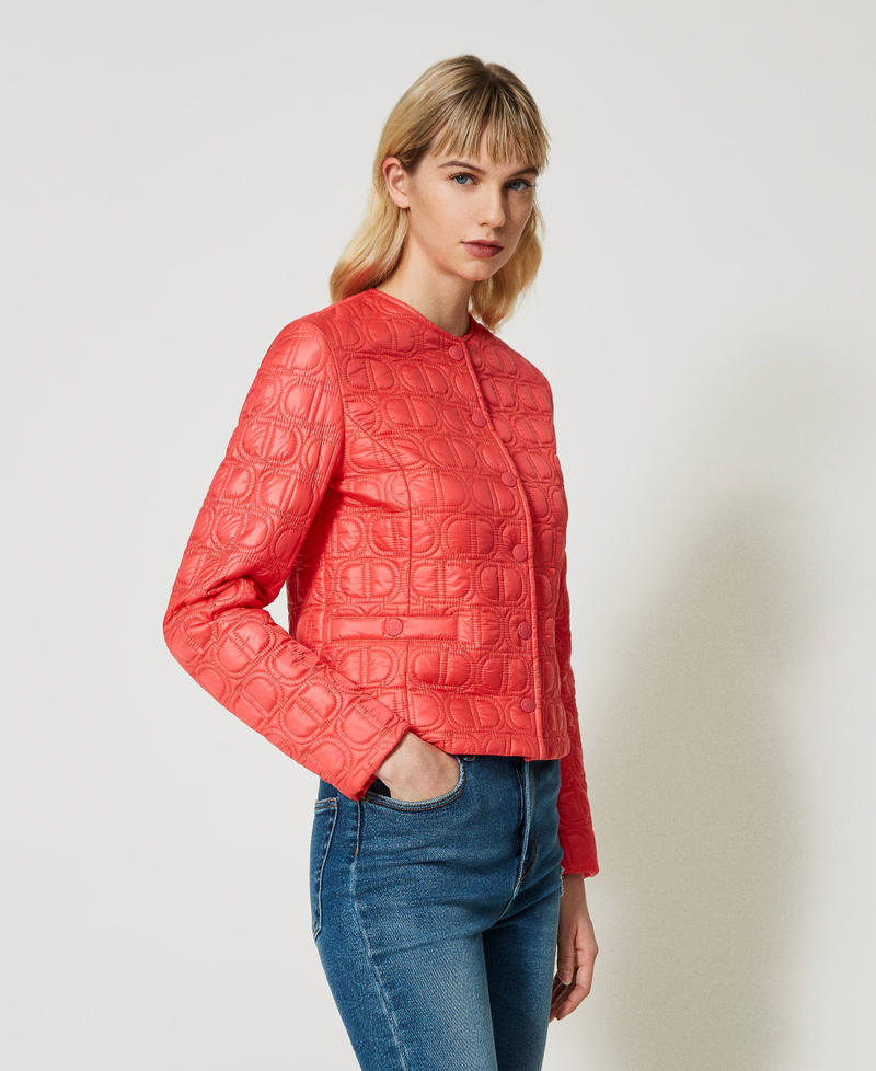 Padded jacket with Oval T logo all over