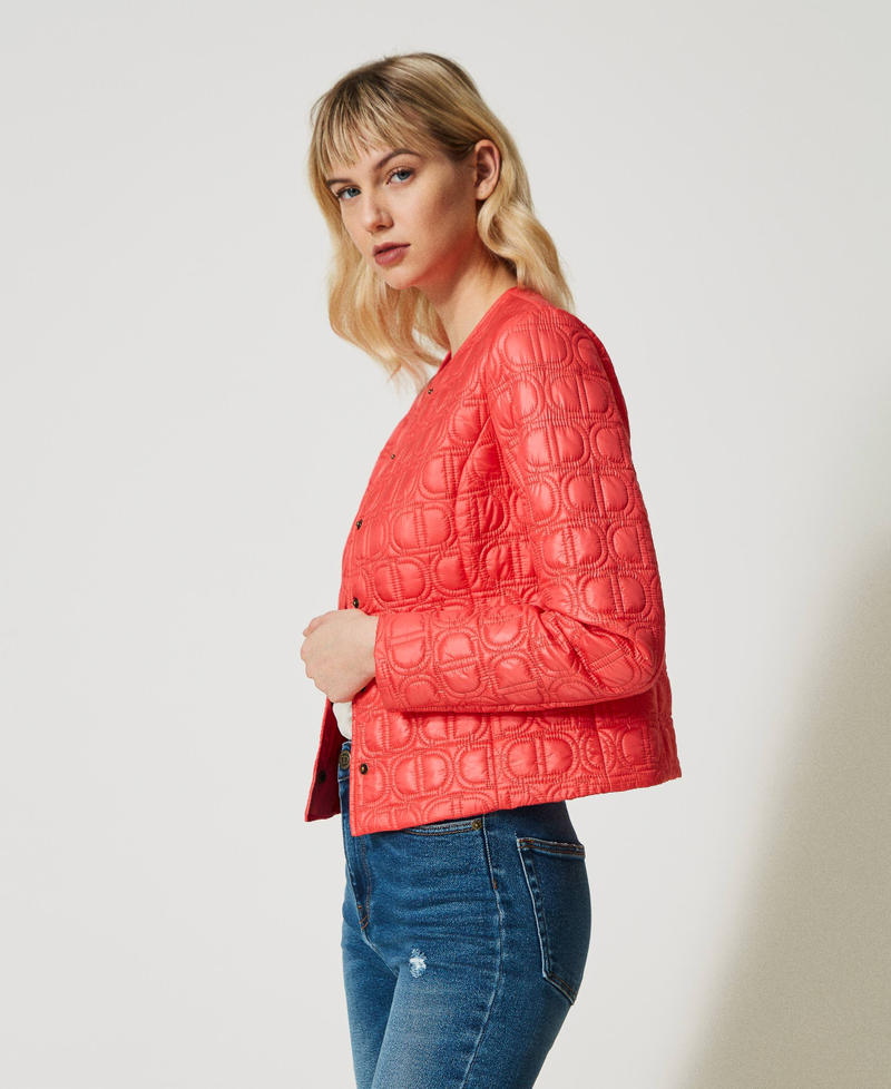 Padded jacket with Oval T logo all over