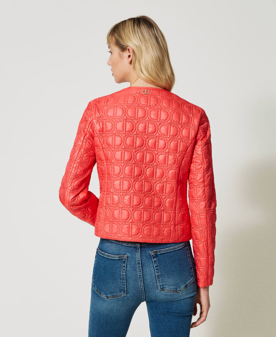 Padded jacket with Oval T logo all over