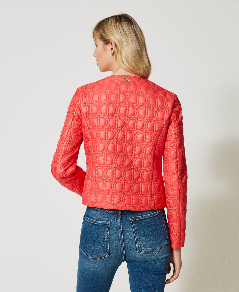 Padded jacket with Oval T logo all over