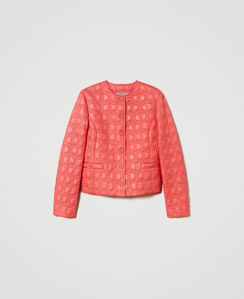 Утепленная куртка с логотипом Oval T по всей поверхности Розовый Азалия женщина 231TP2240-0S
