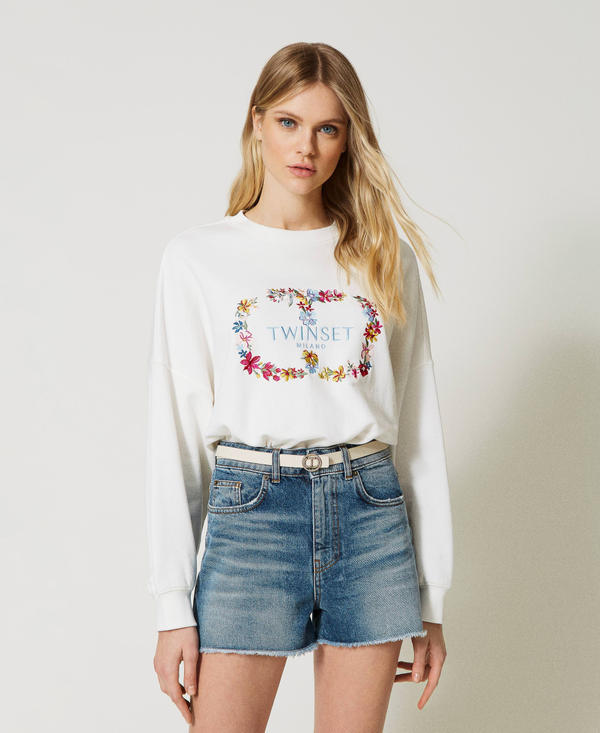 Sweatshirt with floral Oval T logo