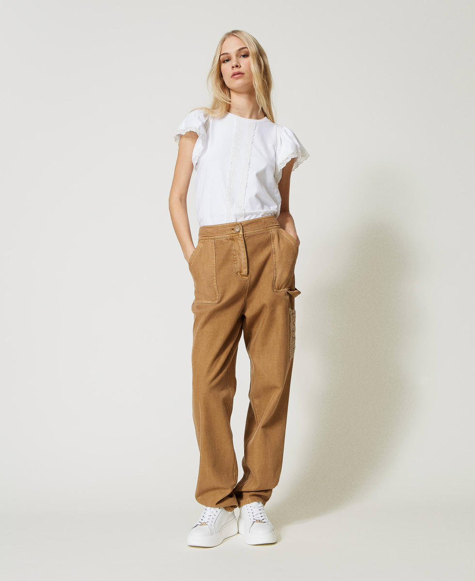 Womens beige cargo trousers discount