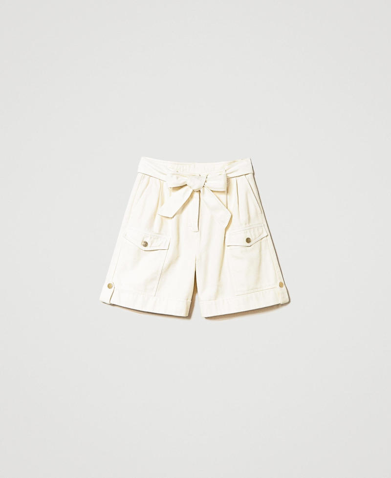 High-Waist-Shorts aus Bull-Denim Weiß Antique White Frau 231TP2262-0S