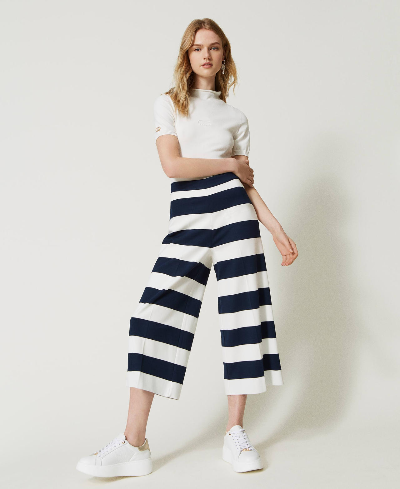 Yarn-dyed striped trousers