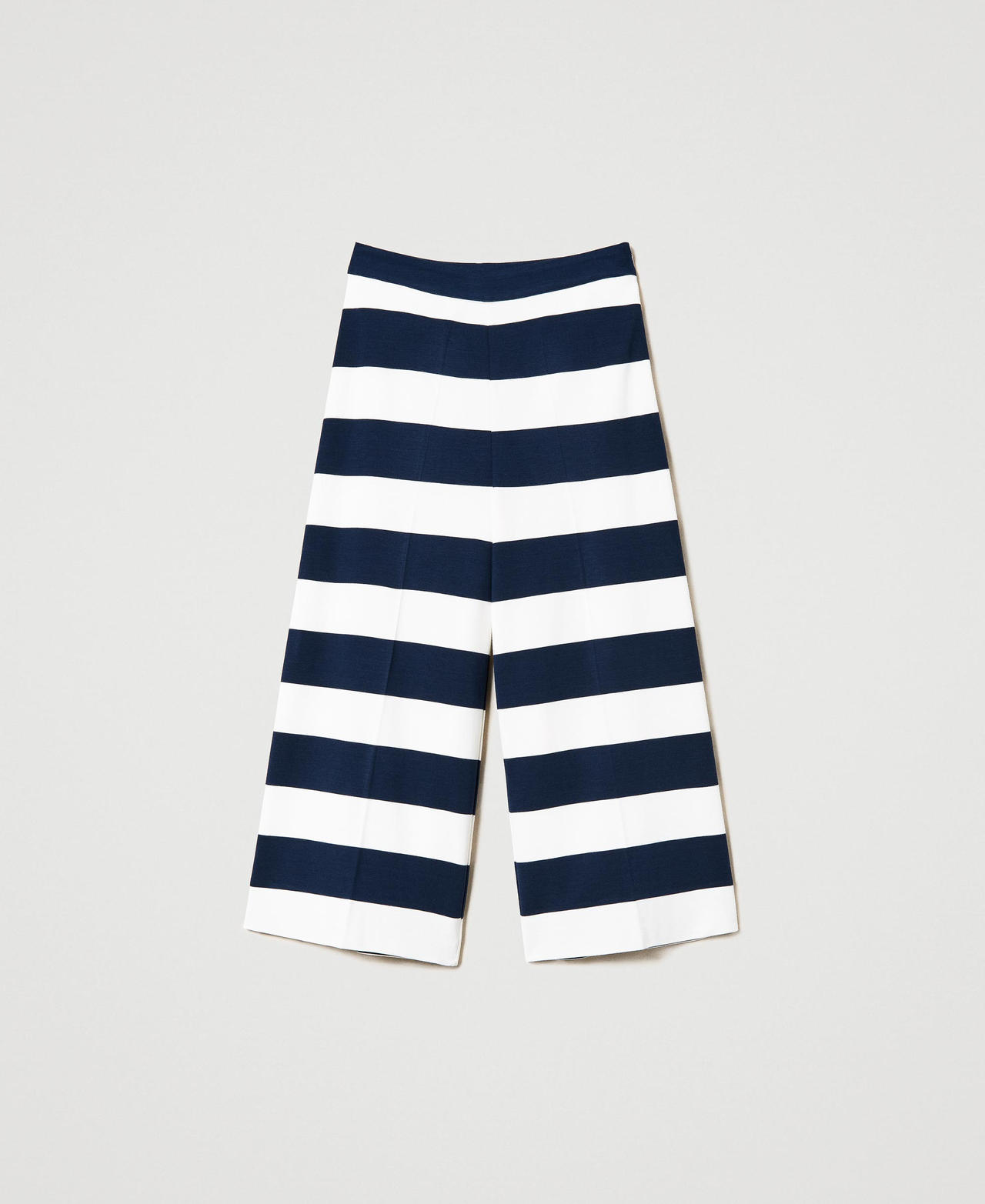 Pantalon teint en fil à rayures Rayé Blanc « Neige »/Indigo Femme 231TP2291-0S