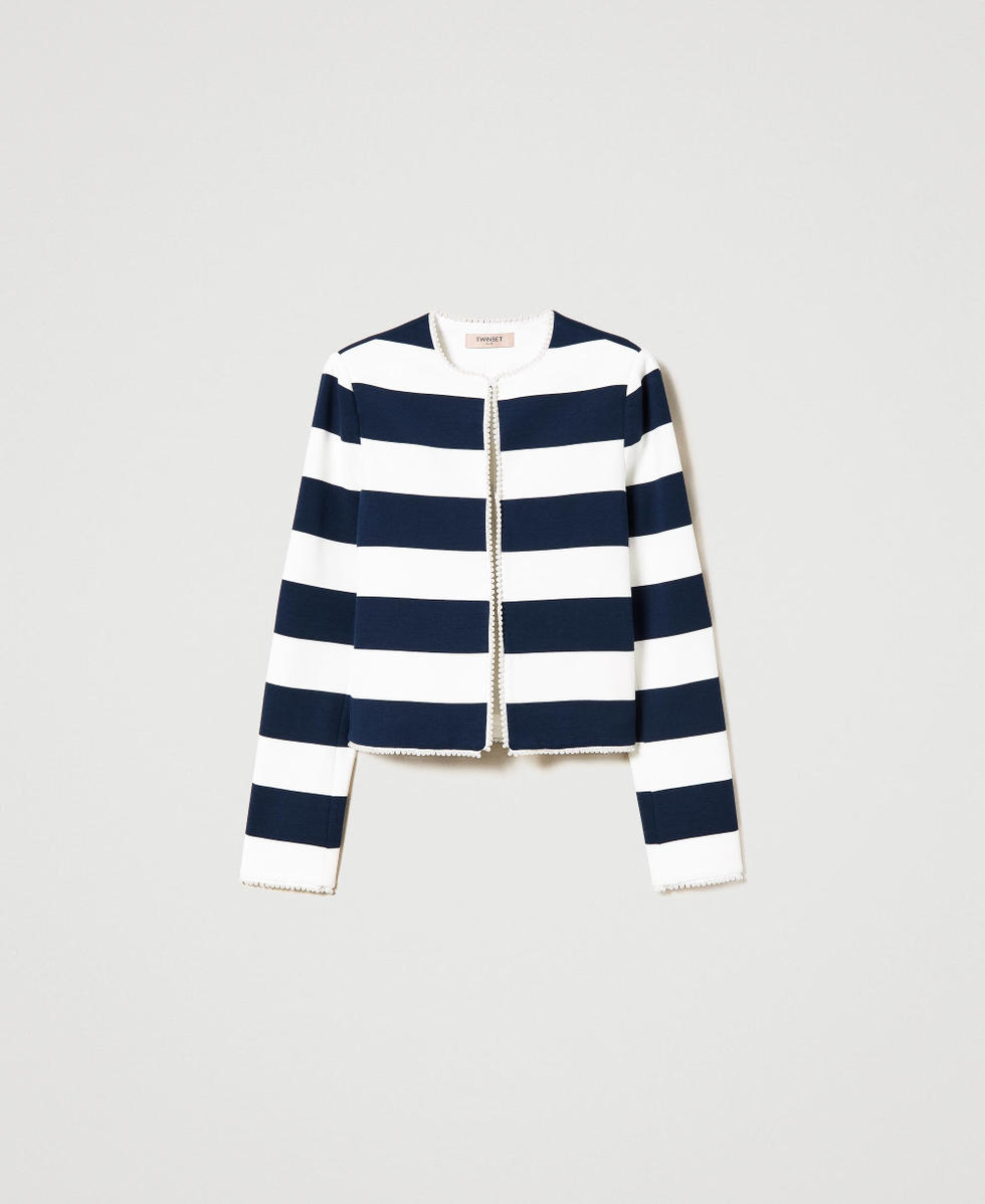 Striped jacket with pearls