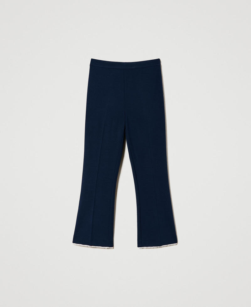 Pantaloni cropped con perle