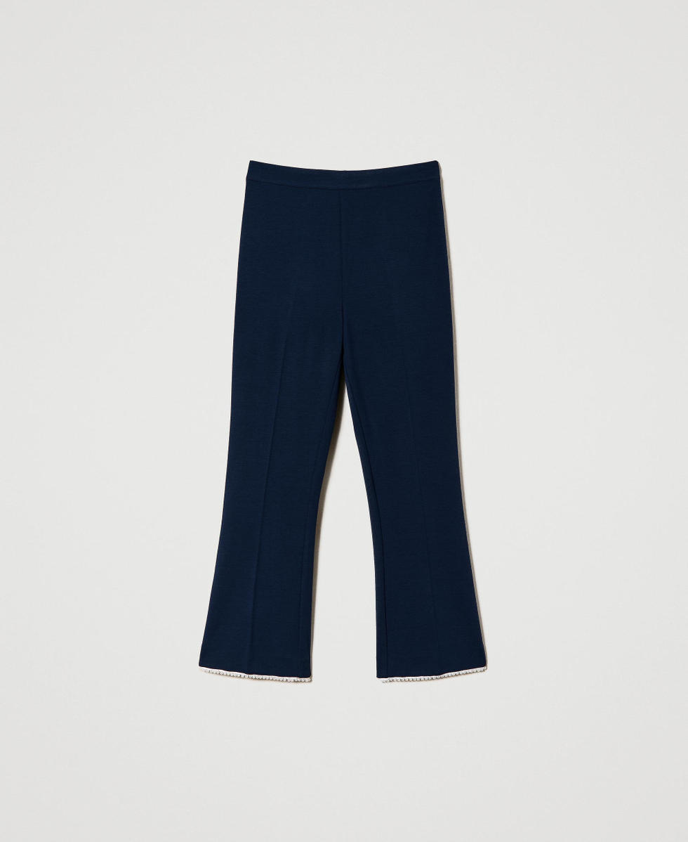 Cropped trousers with pearls
