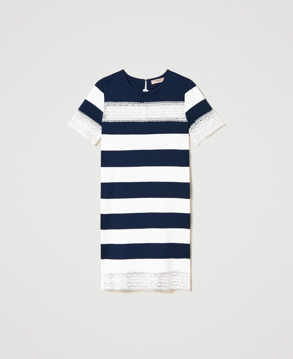 Gestreiftes Kleid mit Spitze