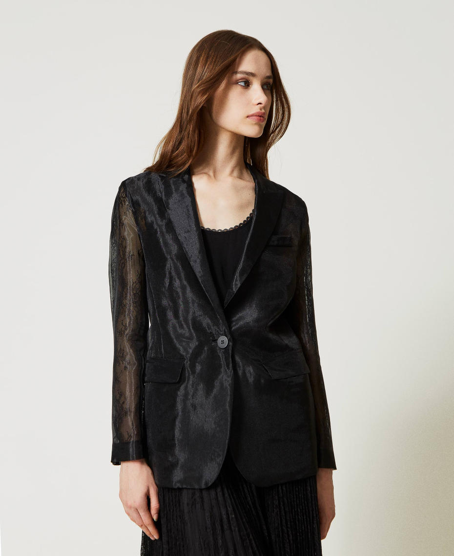Organza and lace blazer