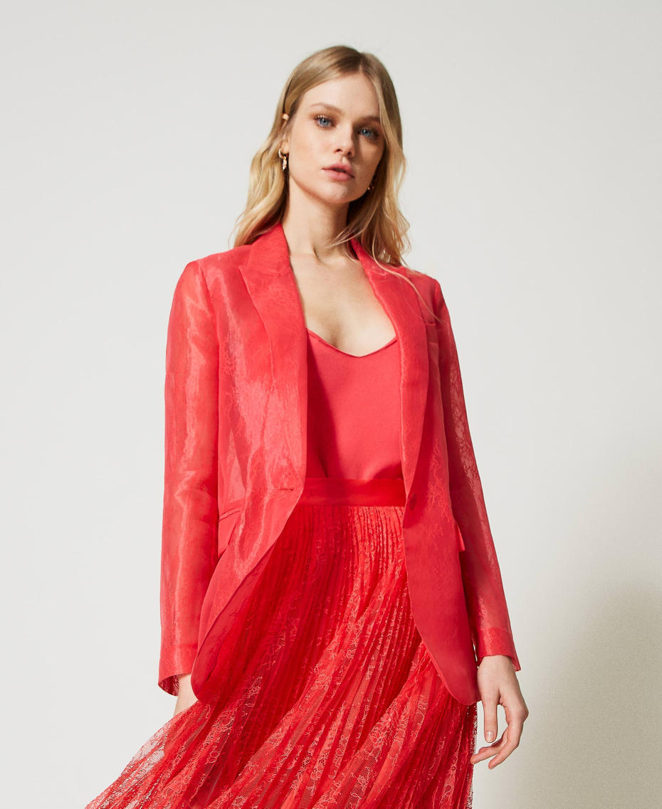 Giacca blazer in organza e pizzo Rosa Azalea Donna 231TP2331_00453_01