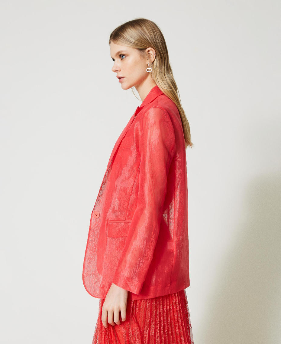 Giacca blazer in organza e pizzo Rosa Azalea Donna 231TP2331_00453_03
